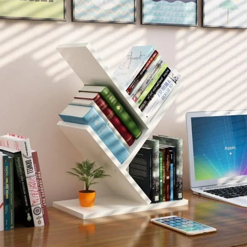 Wooden Book Tree Shelf