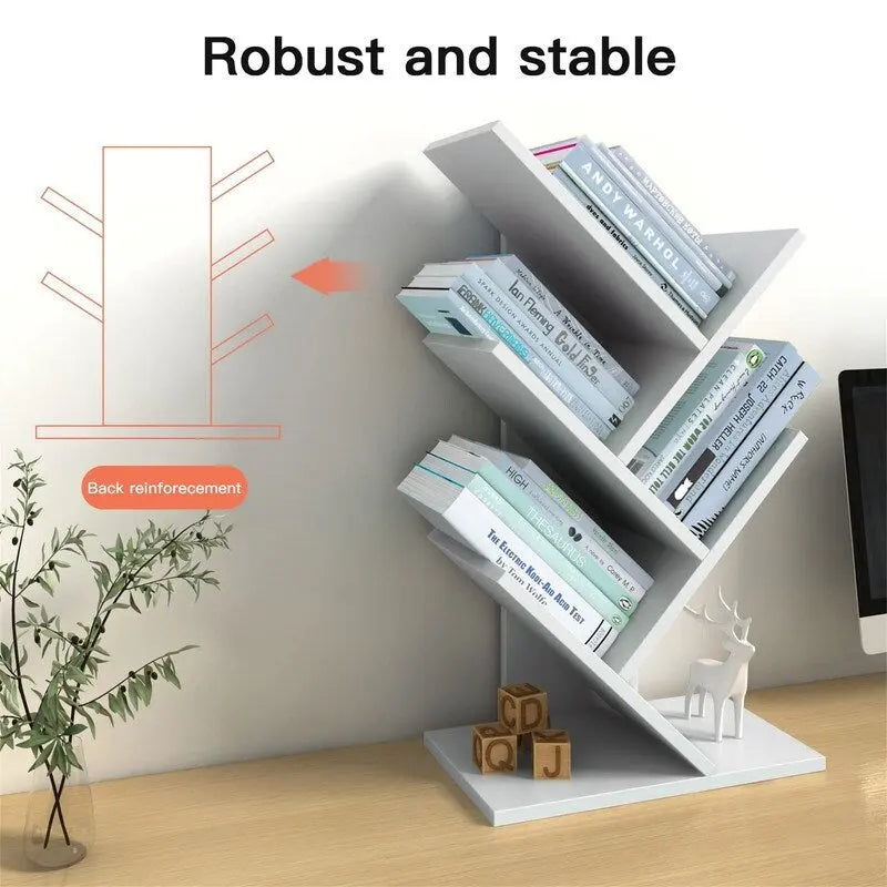 Wooden Book Tree Shelf