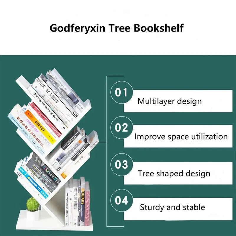 Wooden Book Tree Shelf