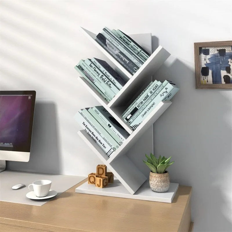 Wooden Book Tree Shelf