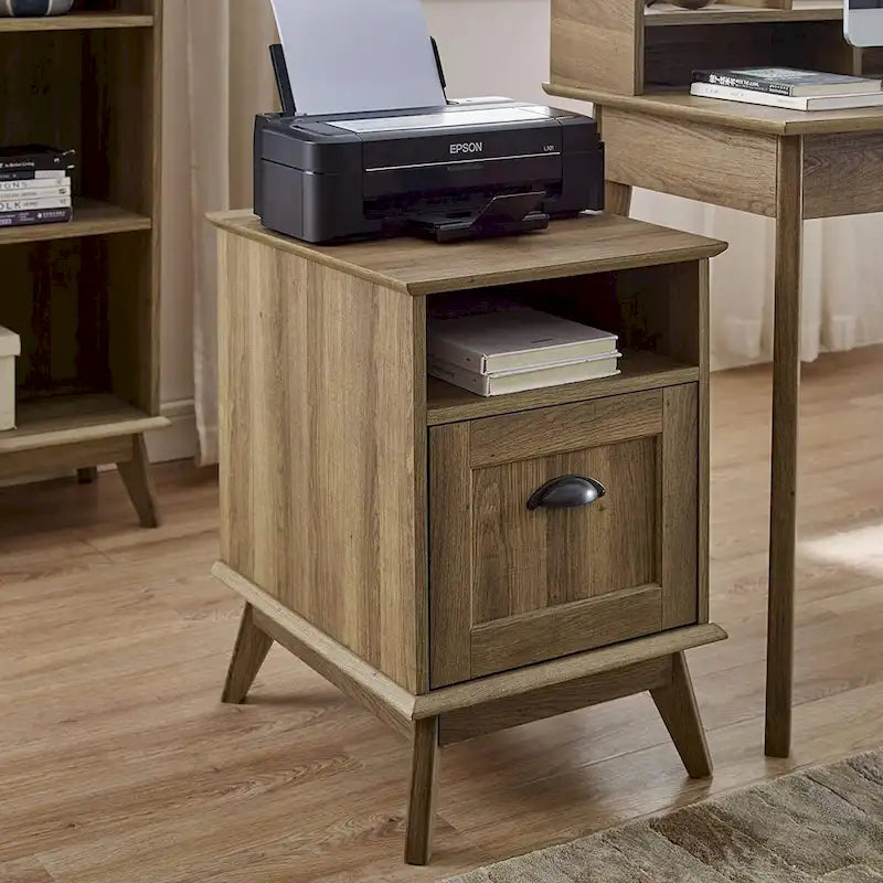 Caffoz Wooden Home Office File Cabinet with Fully Extended Drawer
