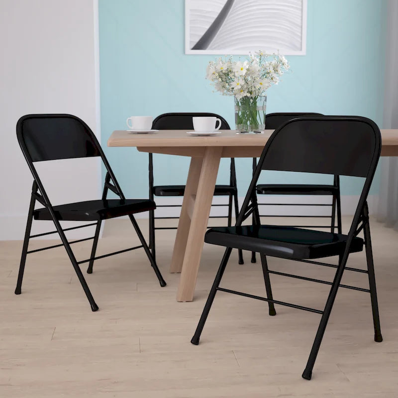 4 Pack Triple Braced & Double Hinged Metal Folding Chair