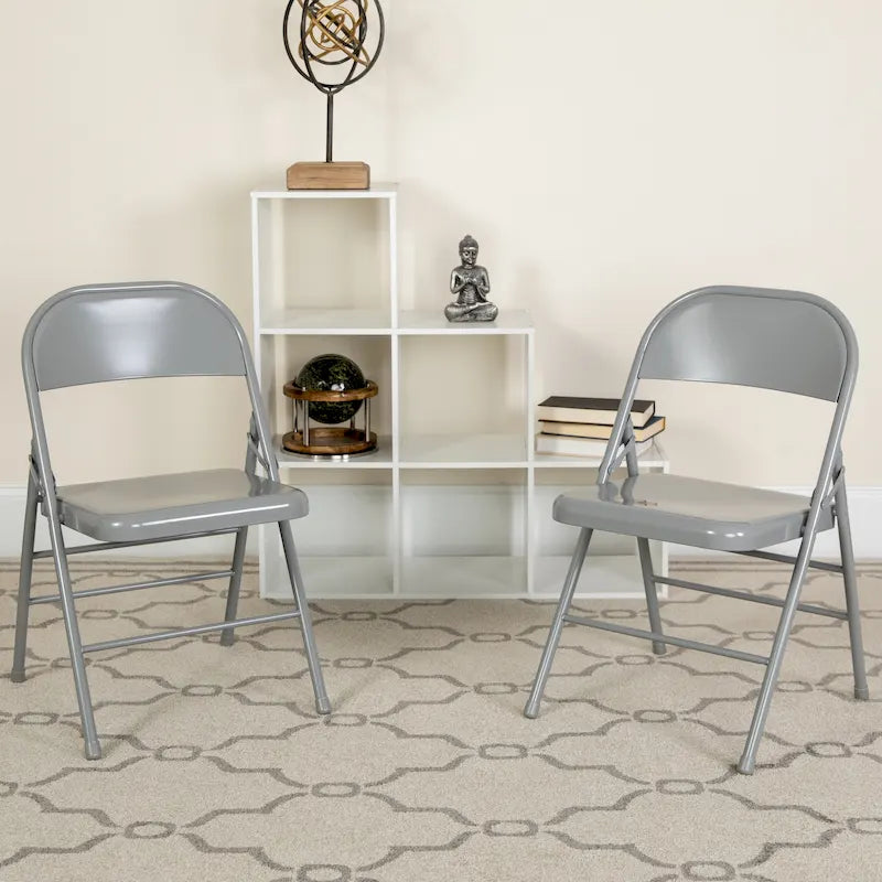 4 Pack Triple Braced & Double Hinged Metal Folding Chair