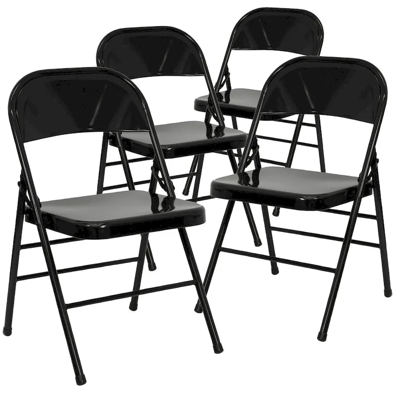 4 Pack Triple Braced & Double Hinged Metal Folding Chair