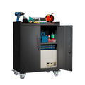 2 Door Tool Cabinets for Garage, Lockable Garage Storage Cabinet, Locking Metal Storage Cabinet with Wheels