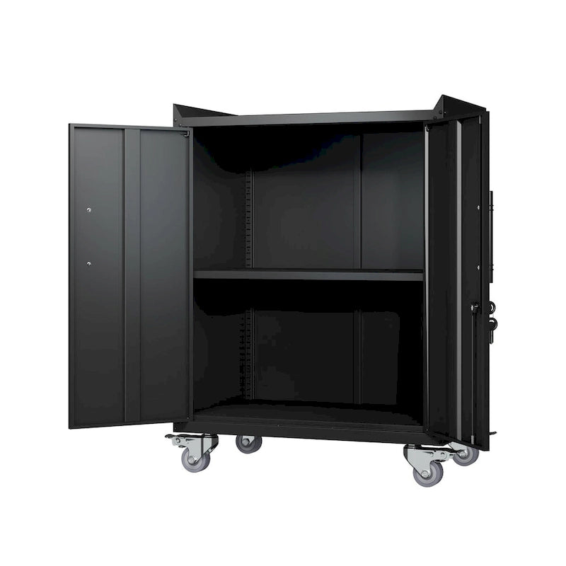 2 Door Tool Cabinets for Garage, Lockable Garage Storage Cabinet, Locking Metal Storage Cabinet with Wheels