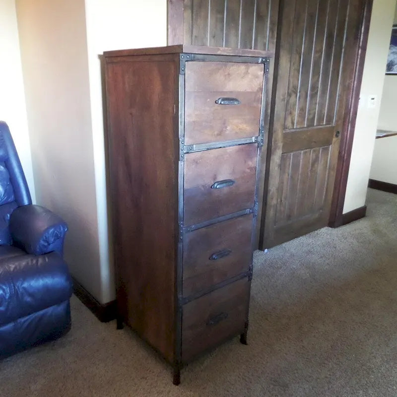 AA Warehousing Rustic Handmade Solid Wood 4-drawer Cabinet