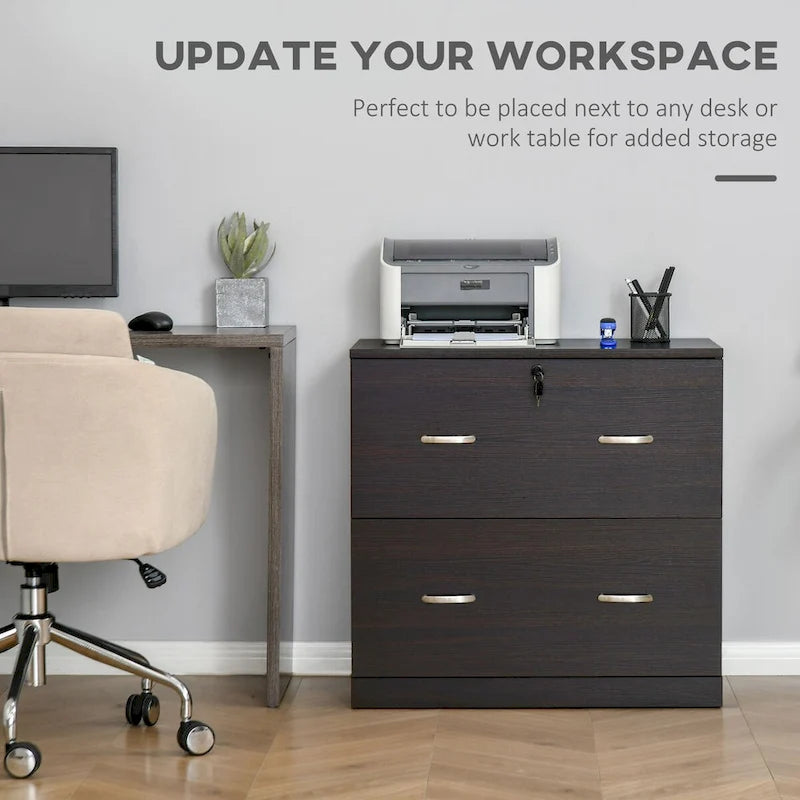 2-Drawer File Cabinet with Lock and Keys, Vertical Storage Filing Cabinet with Hanging Bar for Letter Size, Home Office