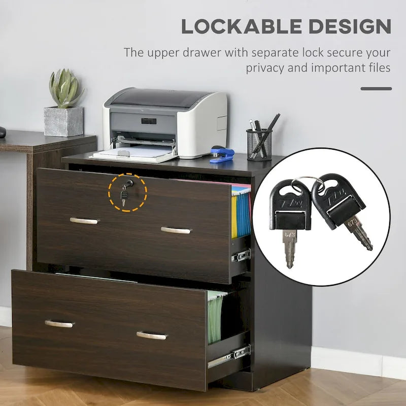 2-Drawer File Cabinet with Lock and Keys, Vertical Storage Filing Cabinet with Hanging Bar for Letter Size, Home Office
