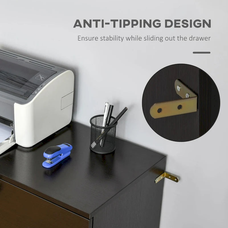 2-Drawer File Cabinet with Lock and Keys, Vertical Storage Filing Cabinet with Hanging Bar for Letter Size, Home Office
