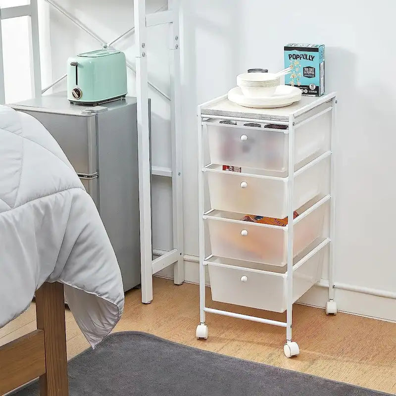 Suprima Storage Carts - 4 Drawer Woodtop Shelf by DormCo
