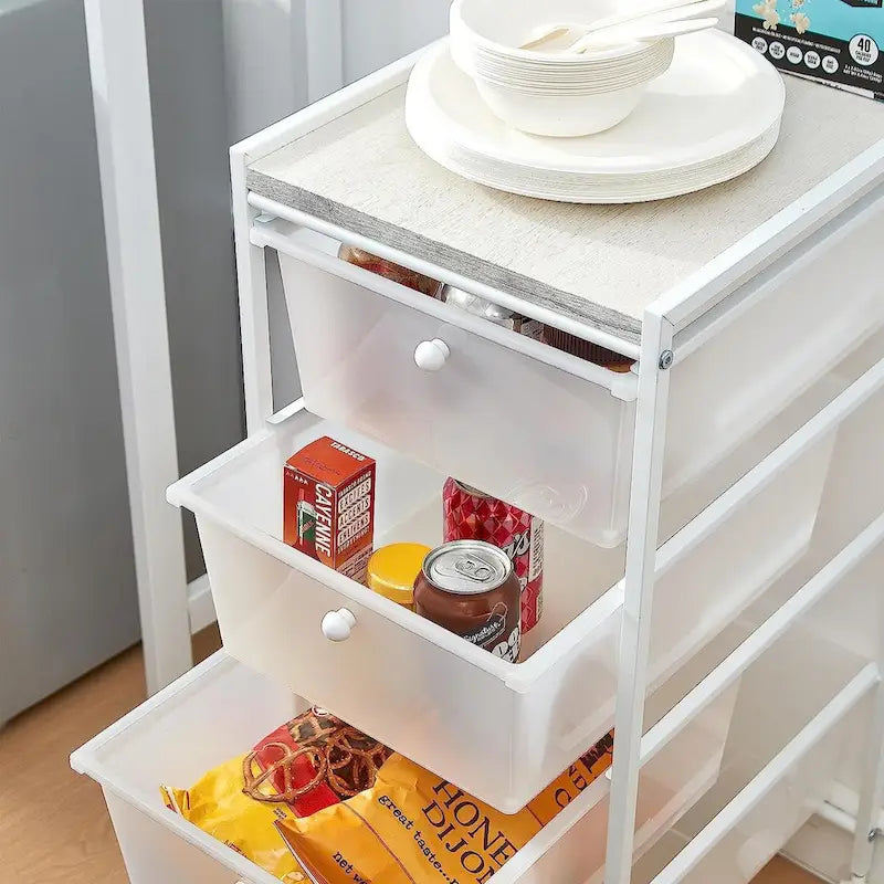 Suprima Storage Carts - 4 Drawer Woodtop Shelf by DormCo