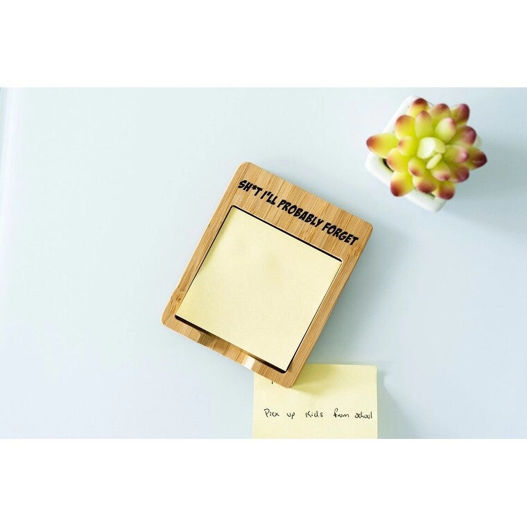 Eco Friendly Laser Engraved Bamboo Wood Post It Notes Holder