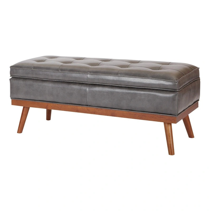 Mid Century Katheryn Storage Bench in Bonded Leather