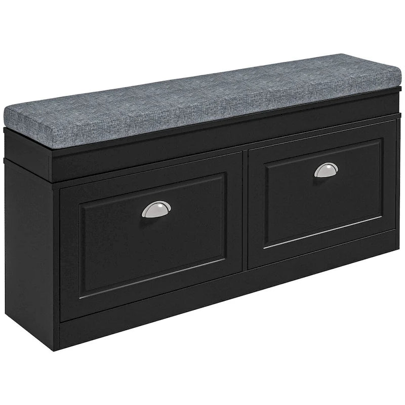 Shoe Rack Bench with Cushion, 2 Drawers and Adjustable Shelf