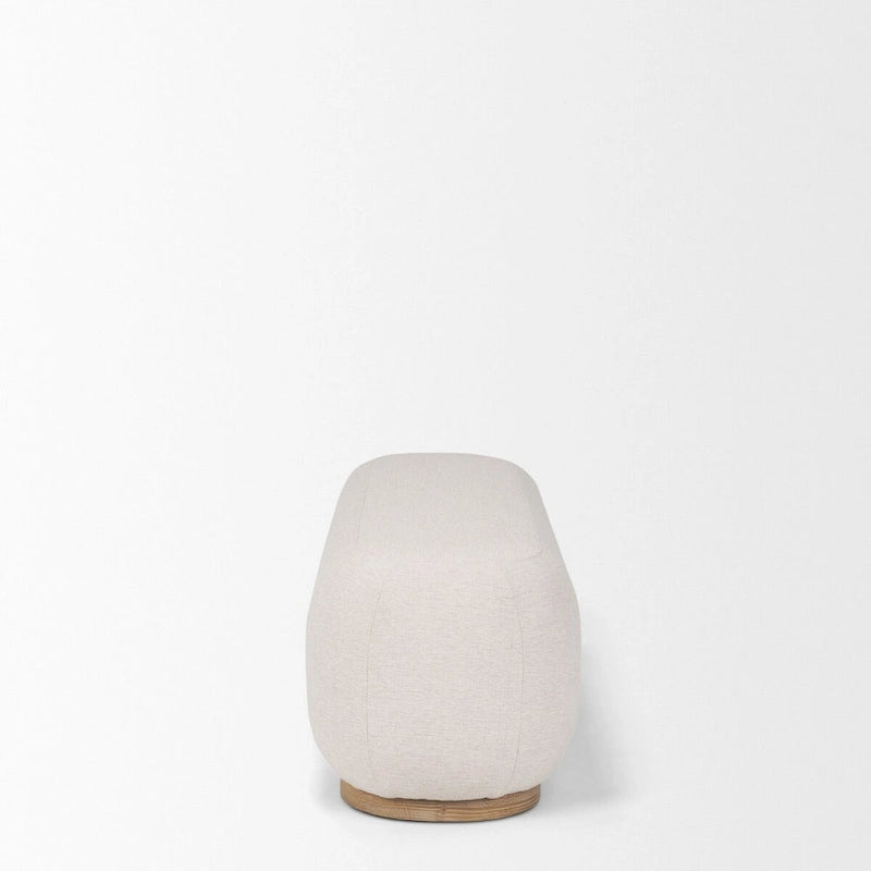 Siren Cream Fabric w/ Light Brown Wood Oblong Bench