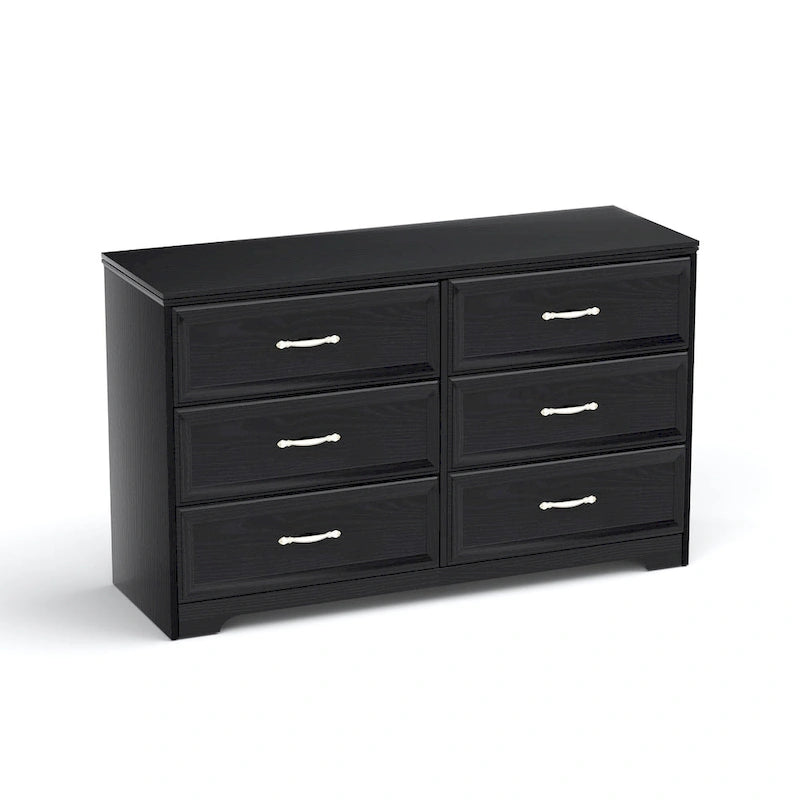 Modern 3 Drawer Bedroom Chest of Drawers with 6 Drawers Dresser, Clothes Organizer -Metal Pulls for Living Room, Bedroom