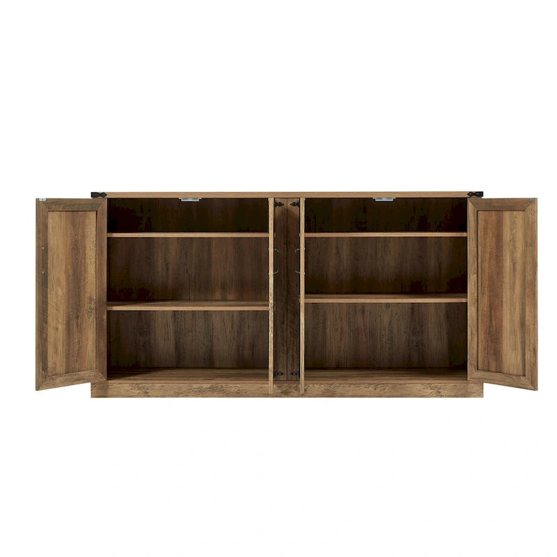 Rustic Faux Rattan Storage Cabinet
