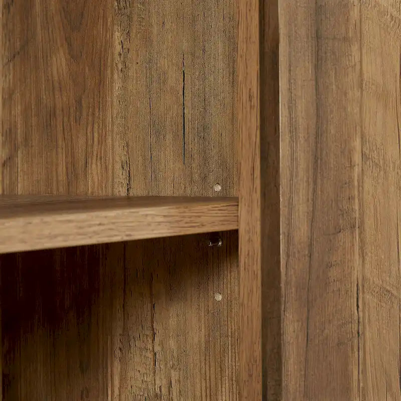 Rustic Faux Rattan Storage Cabinet