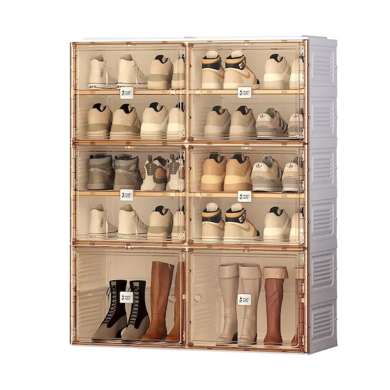 Portable Shoe cabinet Living Room,Stackable Storage Organizer Cabinet with Doors and Shelves,Shoe Box for Closet