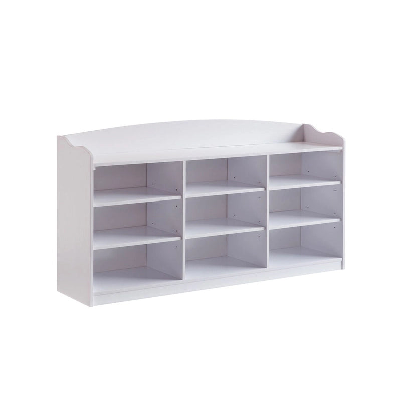 White Shoe Storage Bench, Nine Storage Shelves, Entryway Organizer