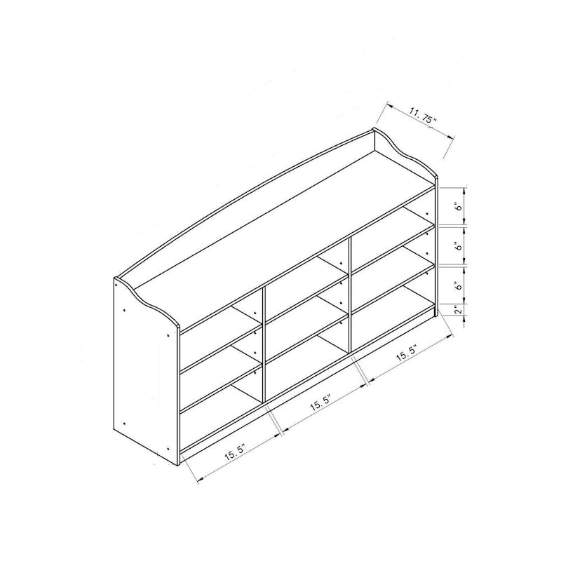White Shoe Storage Bench, Nine Storage Shelves, Entryway Organizer