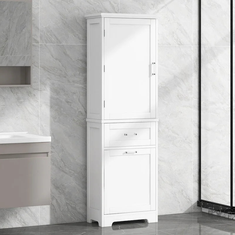 Freestanding Storage Cabinet with Two Different Size Drawers and Adjustable Shelf