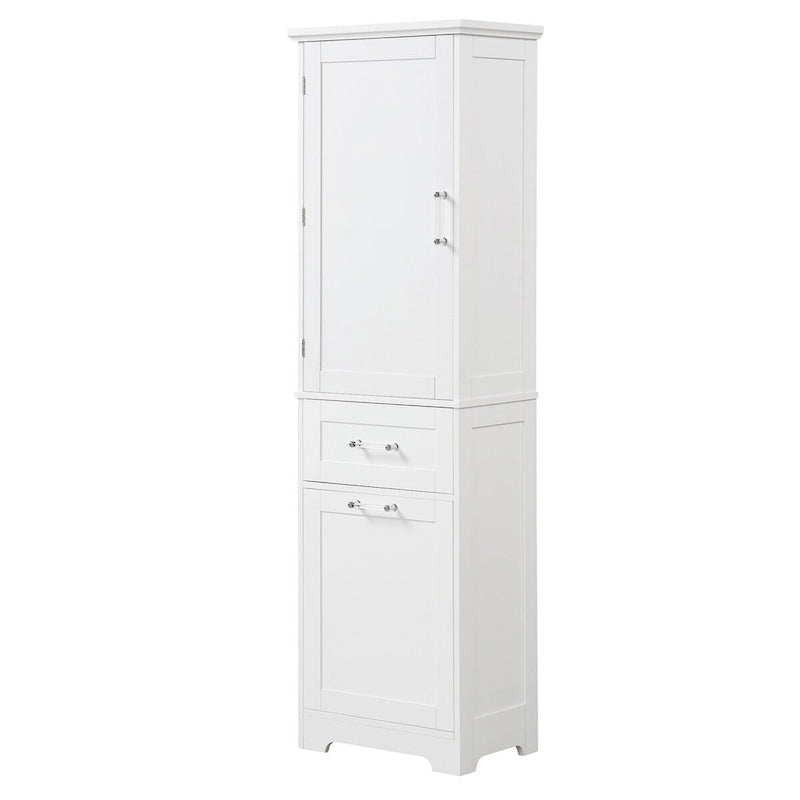 Freestanding Storage Cabinet with Two Different Size Drawers and Adjustable Shelf