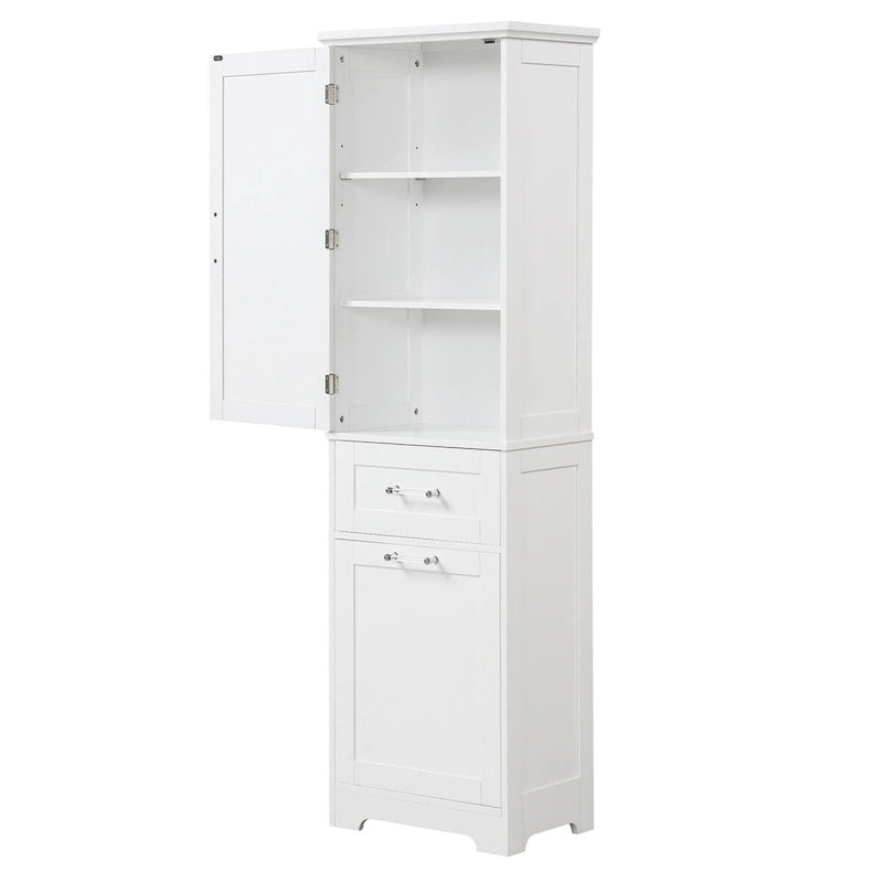 Freestanding Storage Cabinet with Two Different Size Drawers and Adjustable Shelf