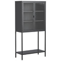 Storage CabinetAdjustable Shelves,Adjustable FeetGlass Doors and Shelves