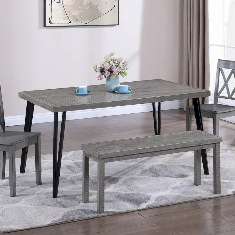 Chevron Pattern 44 Length Wooden Entryway Dining Bench