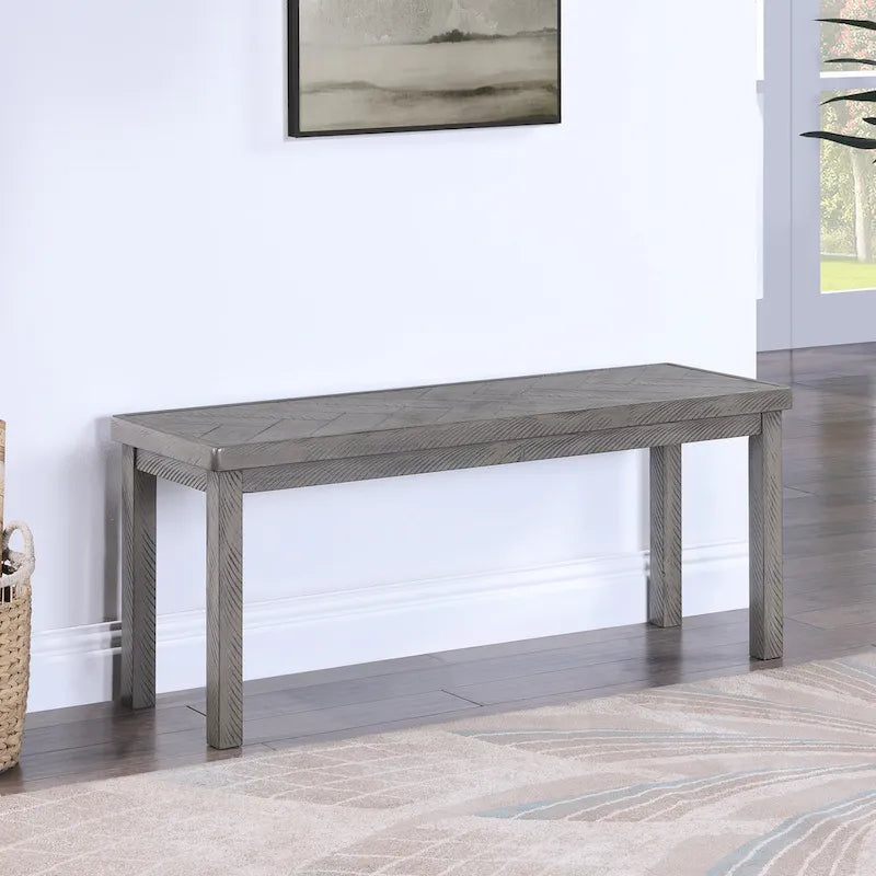 Chevron Pattern 44 Length Wooden Entryway Dining Bench