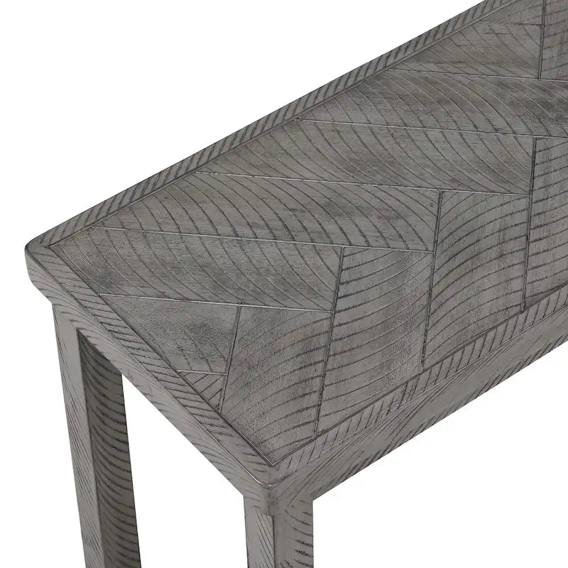 Chevron Pattern 44 Length Wooden Entryway Dining Bench