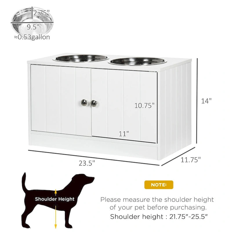 Large Elevated Dog Bowls,Storage Cabinet Containing Large 44L Capacity, Raised Dog Bowl Stand Pet Food Bowl Dog Feeding Station