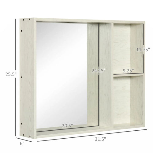 31.5 x 25.5 Bathroom Medicine Cabinet with Mirror, Storage Shelf,White