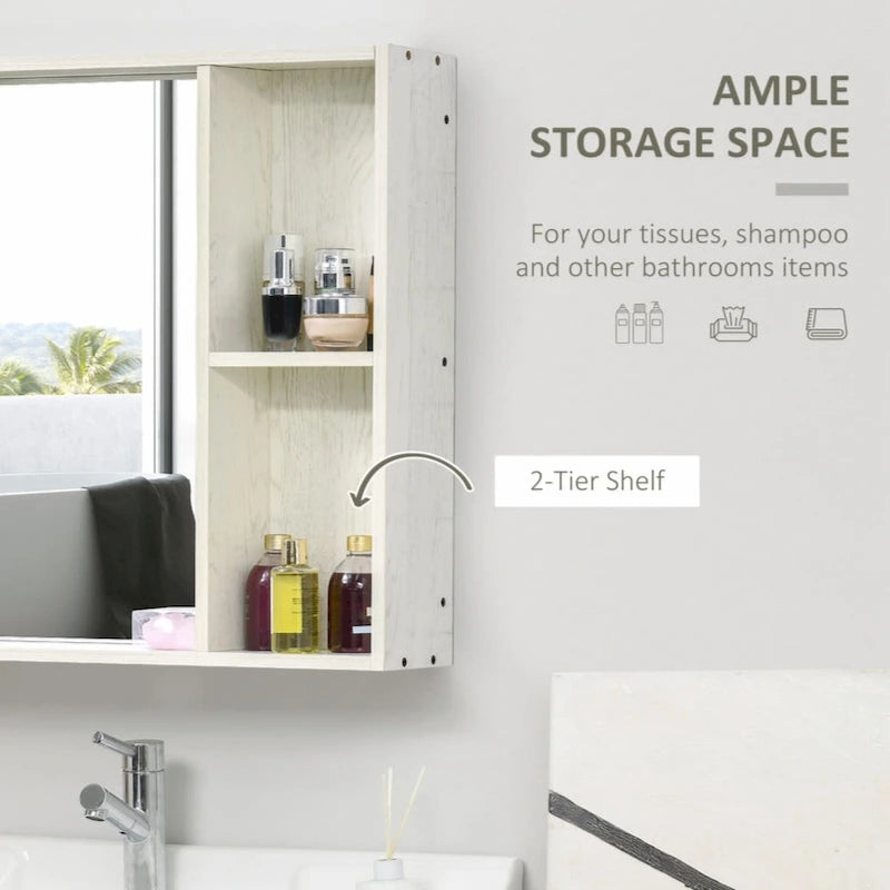 31.5 x 25.5 Bathroom Medicine Cabinet with Mirror, Storage Shelf,White