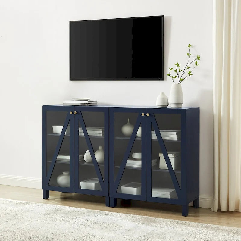 Crosley Cassai 2Pc Media Storage Cabinet Set