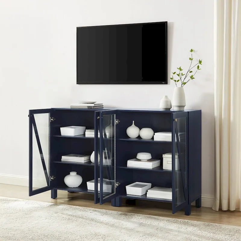 Crosley Cassai 2Pc Media Storage Cabinet Set