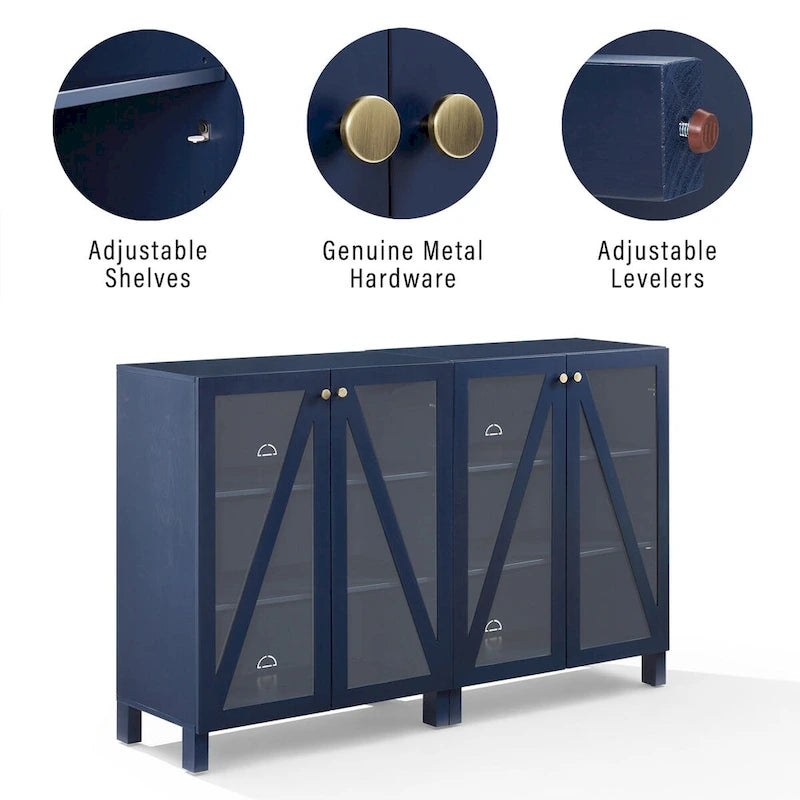 Crosley Cassai 2Pc Media Storage Cabinet Set