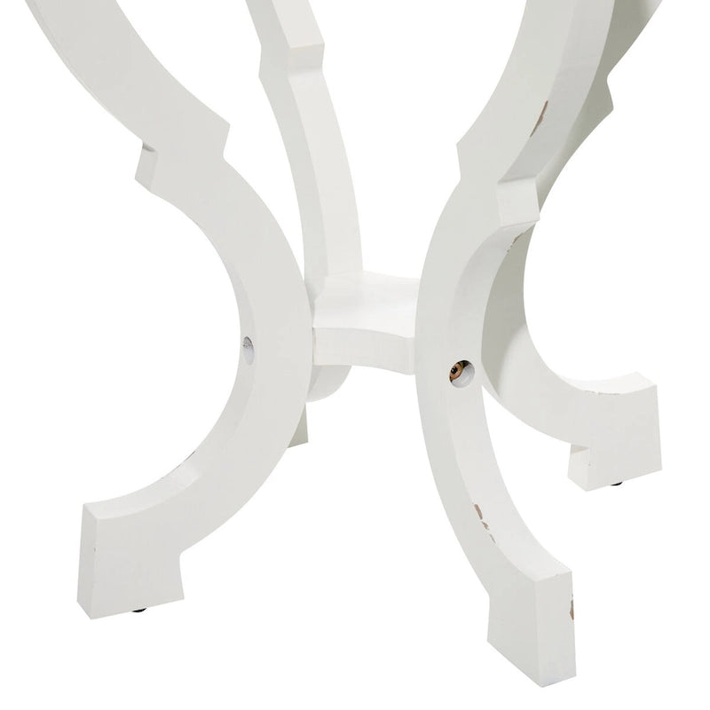 Scrolled Wood Round End Accent Table - 25x19x19