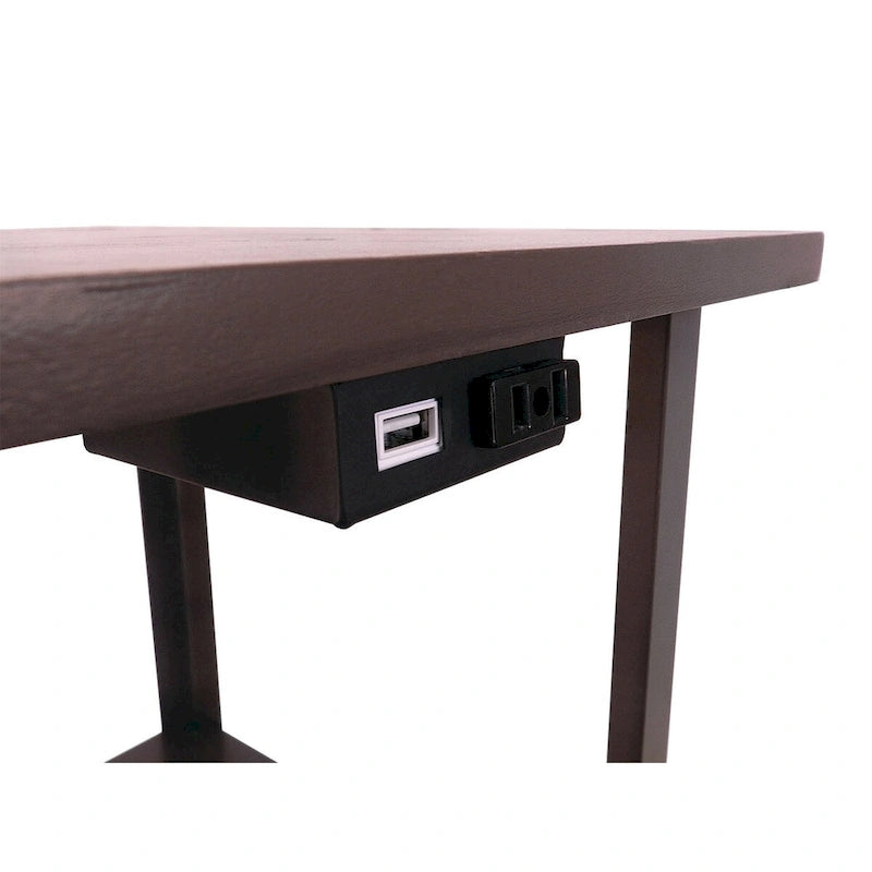 58 Squared Sofa Side Shelves Table Lamp w/ Power Station