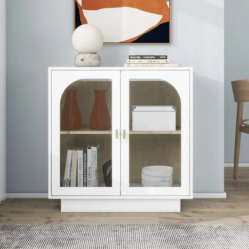 2 Storage Cabinet with Glass Door for Living Room, Dining Room, Study
