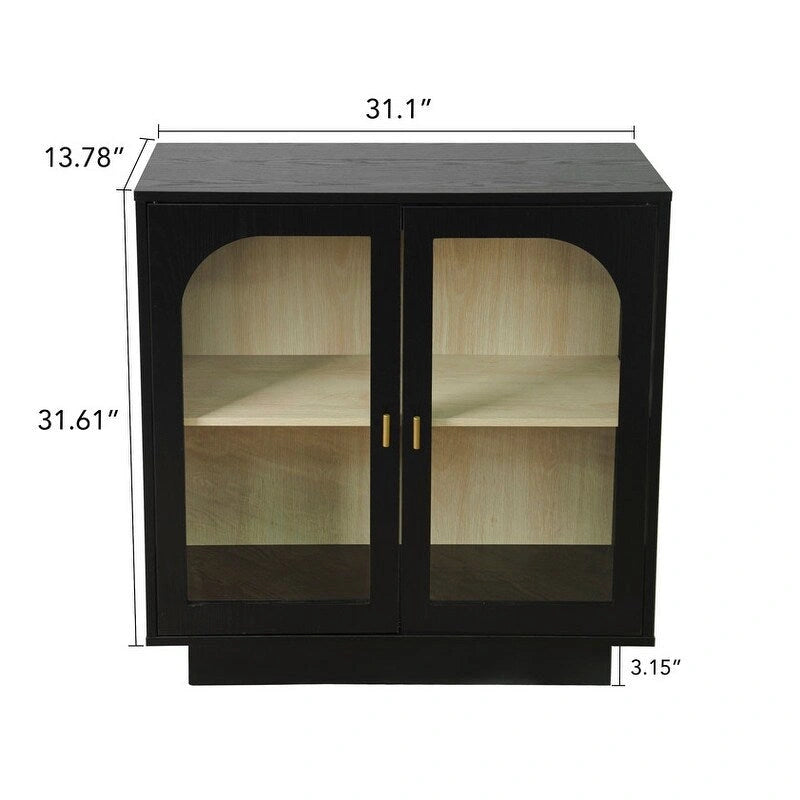 2 Storage Cabinet with Glass Door for Living Room, Dining Room, Study