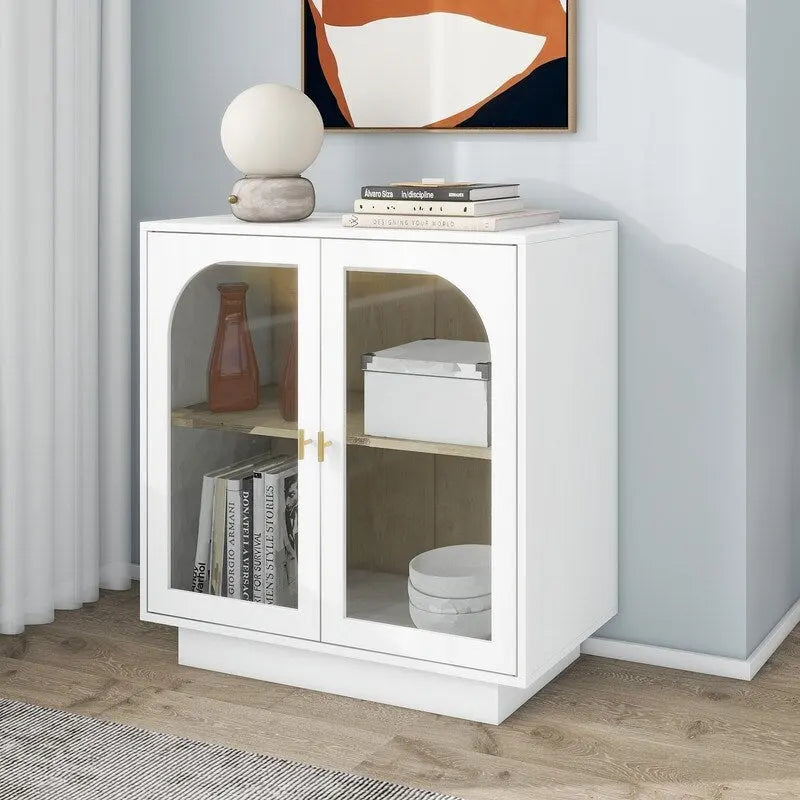 2 Storage Cabinet with Glass Door for Living Room, Dining Room, Study
