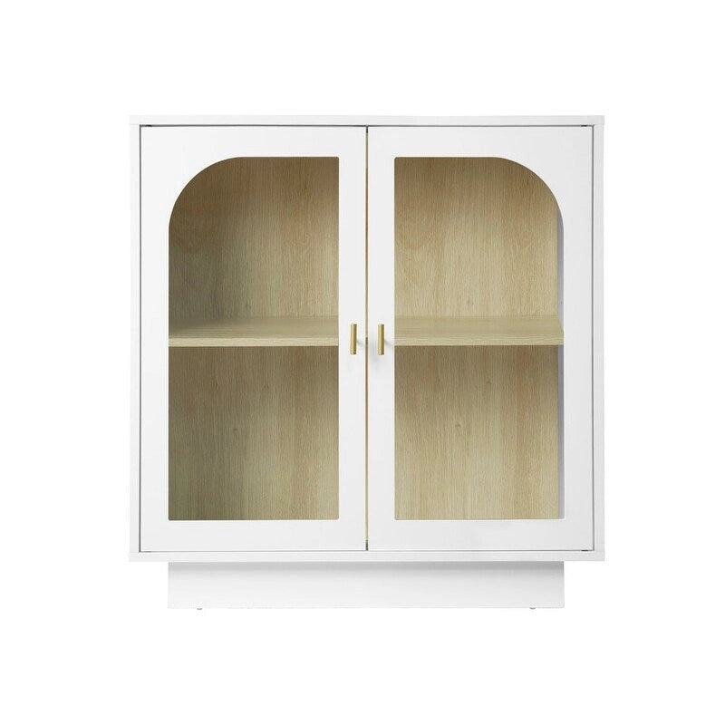 2 Storage Cabinet with Glass Door for Living Room, Dining Room, Study