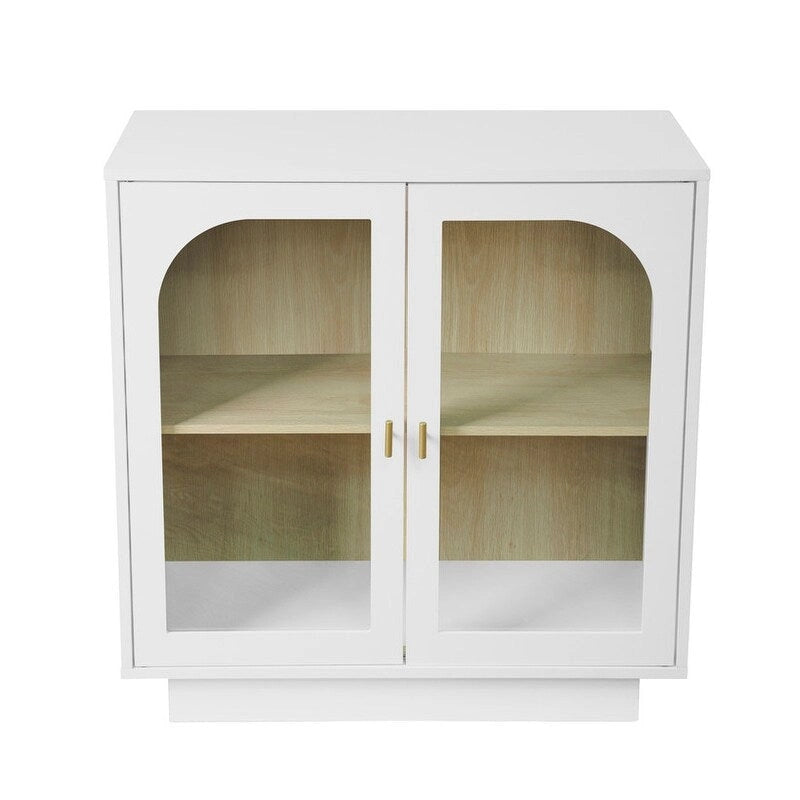 2 Storage Cabinet with Glass Door for Living Room, Dining Room, Study
