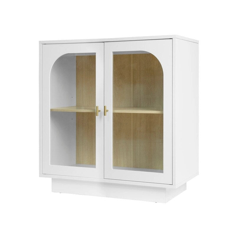2 Storage Cabinet with Glass Door for Living Room, Dining Room, Study
