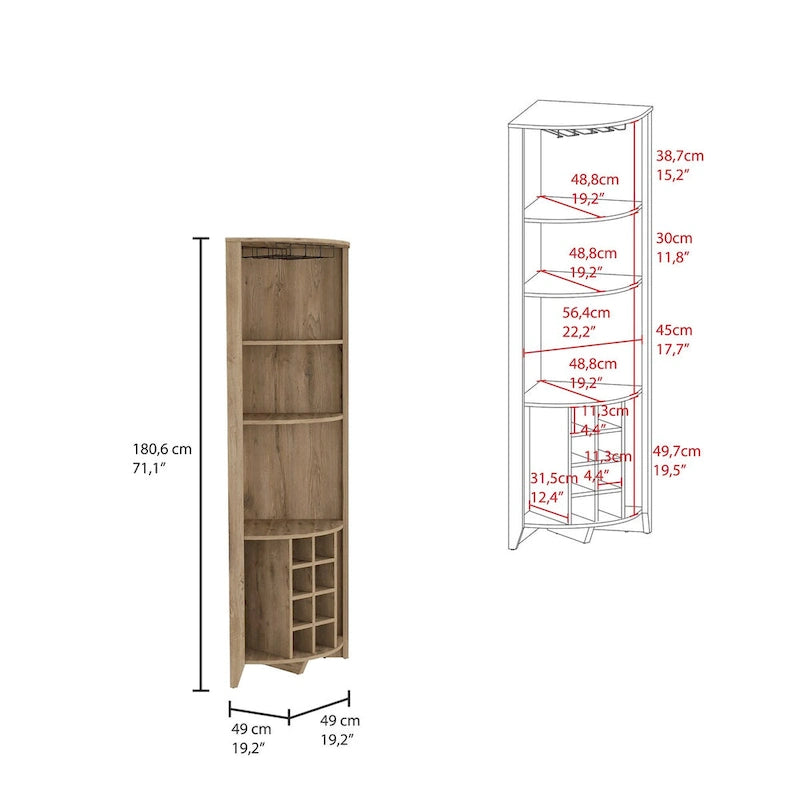 Corner Bar Cabinet for Kitchen, Dining Room,Living Room, Dark Brown