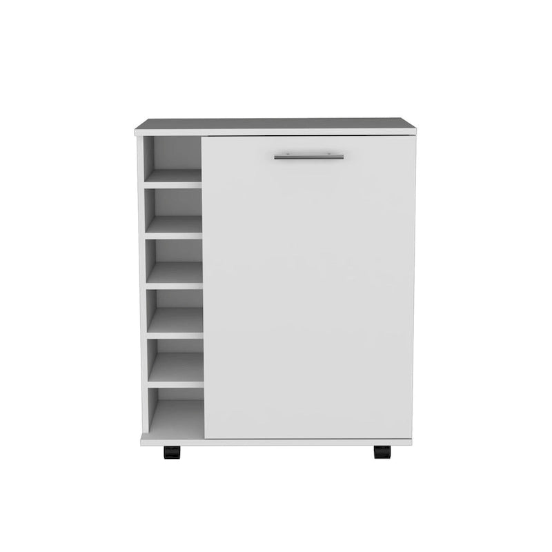 Wick Bar Cart with Integrated Wine Storage,Spacious Cabinet and Smooth Rollers