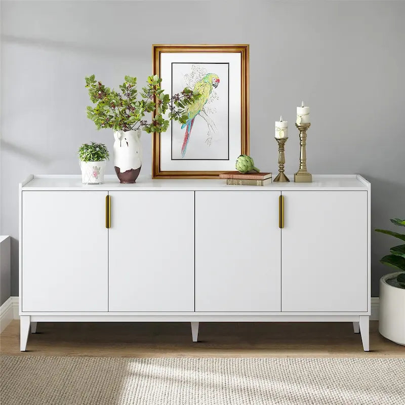 Classic Wooden Sideboard with Solid Rubberwood Legs